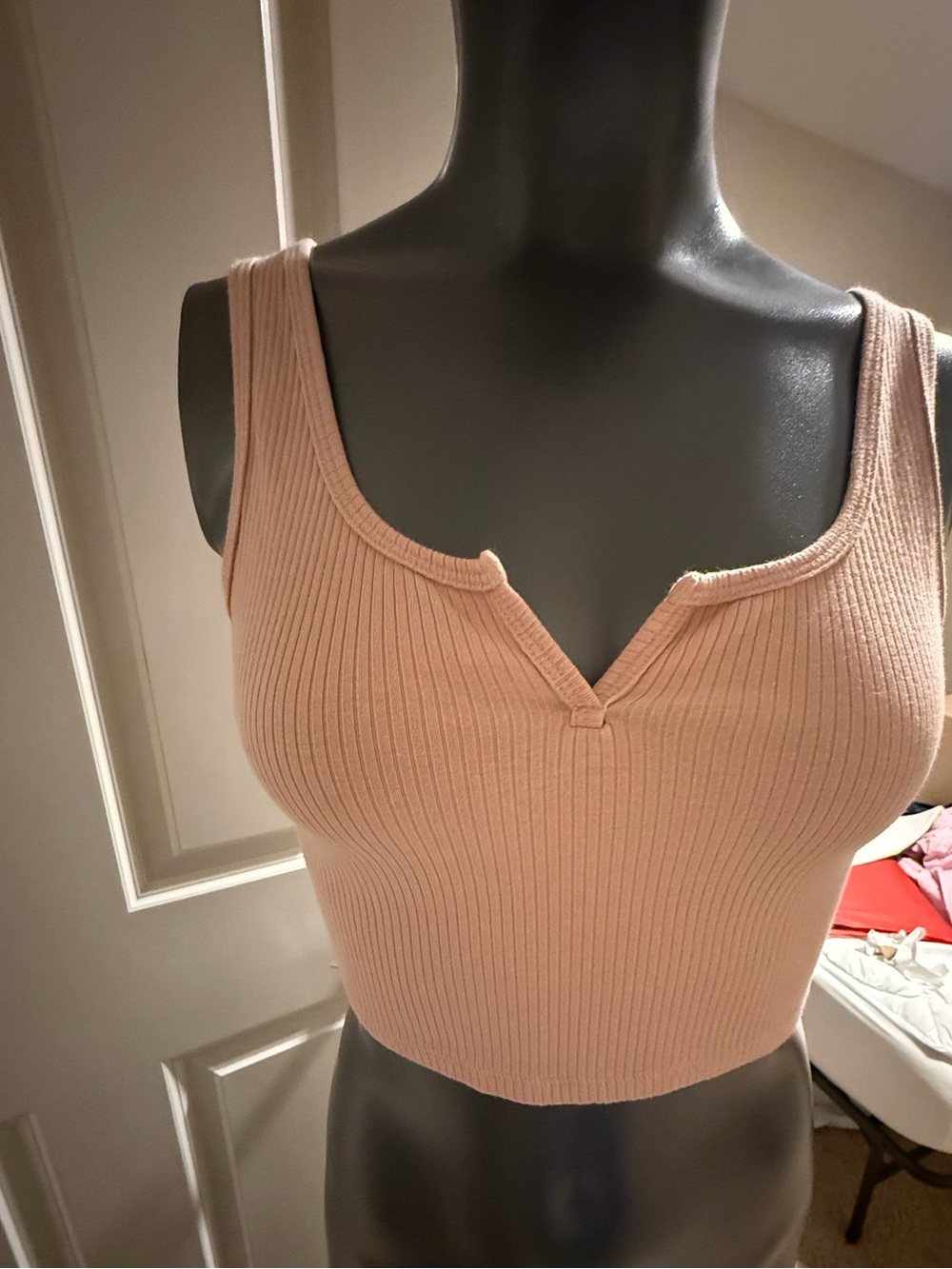 wild fable Ribbed V-Notch Crop Tank - Light Blush Pink